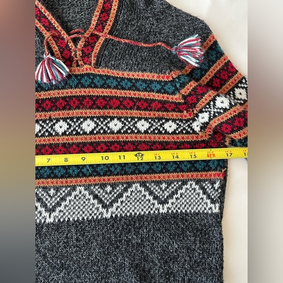 Artesania Eden Hoodie Fringe Aztec Sweater Size Large grey Alpaca Hippie Peru - Picture 8 of 11